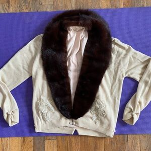 Vintage Cardigan w/ Fur Collar